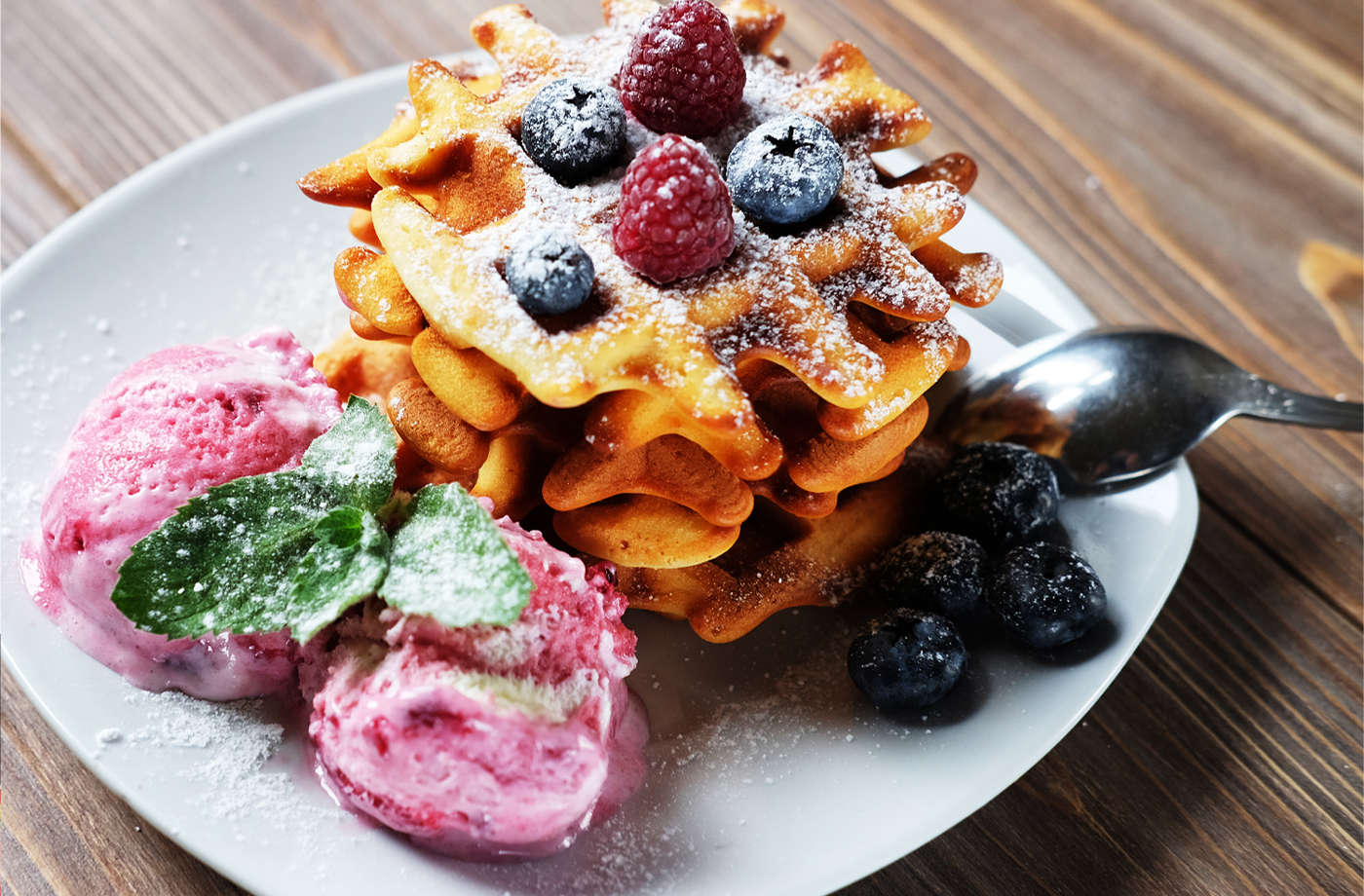 hotel breakfast waffle station consistent waffle mix