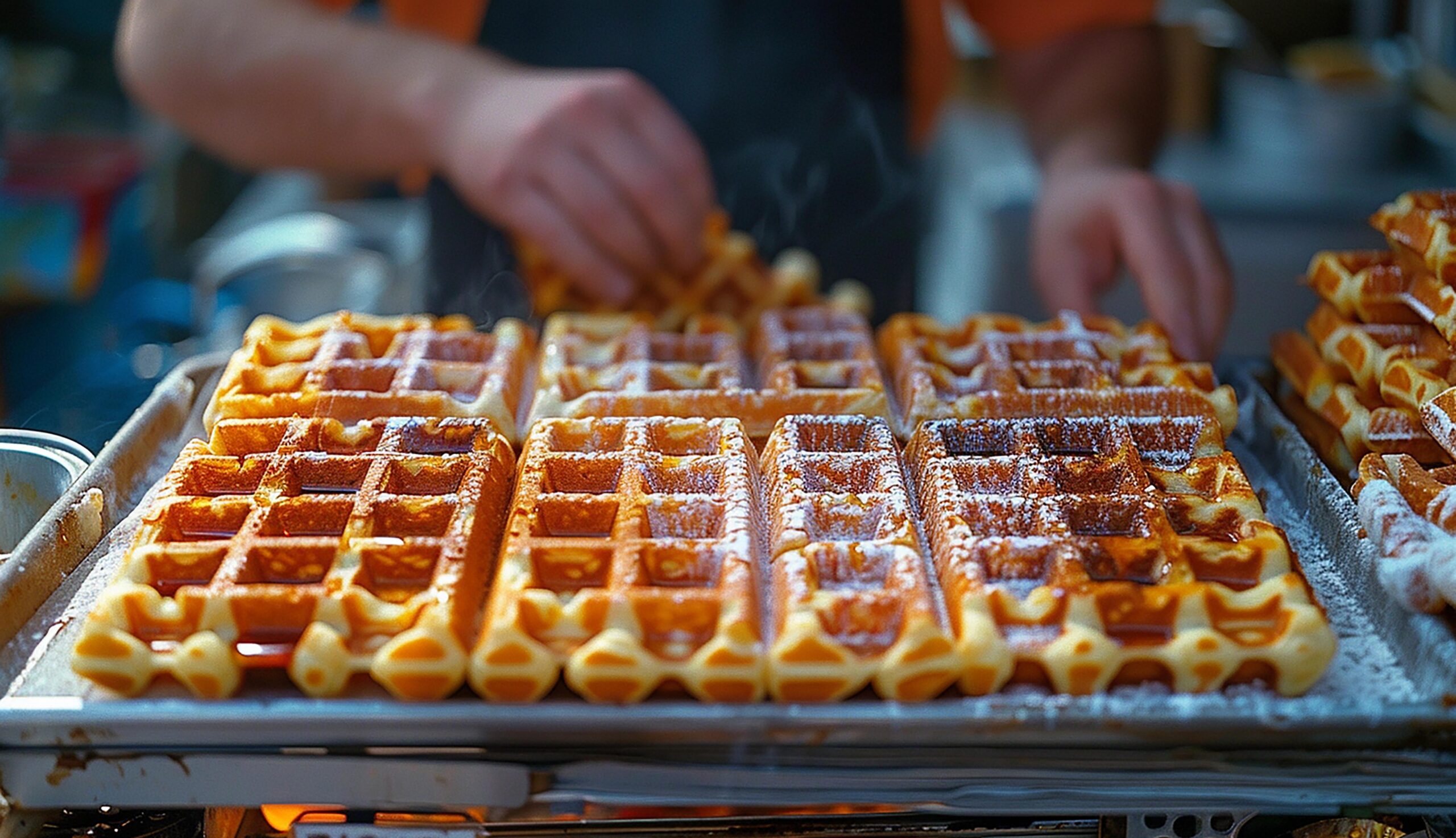 food truck waffle iron consistent batter cooking